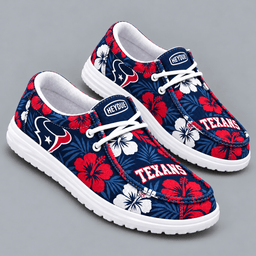 Houston Texans | Premium NFL Tropical Hibiscus Floral Print HEYDUDE Casual Loafers With Team Logo And Lightweight Comfort Sole NDN cover