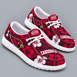 Arizona Cardinals | Premium NFL Tropical Hibiscus Floral Print HEYDUDE Casual Loafers With Team Logo And Lightweight Comfort Sole NDN cover