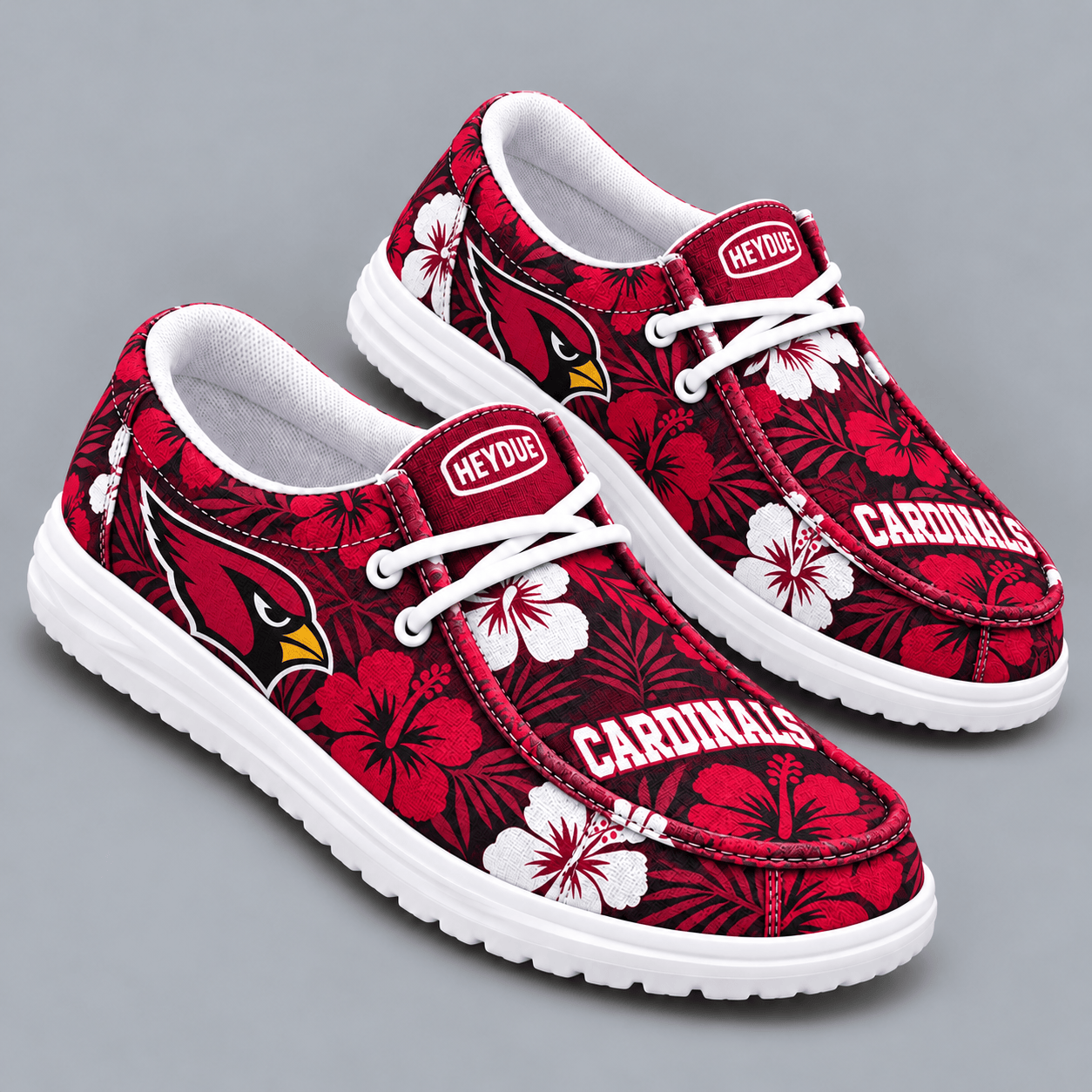 Arizona Cardinals | Premium NFL Tropical Hibiscus Floral Print HEYDUDE Casual Loafers With Team Logo And Lightweight Comfort Sole NDN cover
