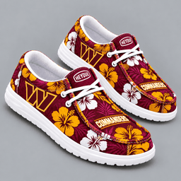 Washington Commanders | Premium NFL Tropical Hibiscus Floral Print HEYDUDE Casual Loafers With Team Logo And Lightweight Comfort Sole NDN cover