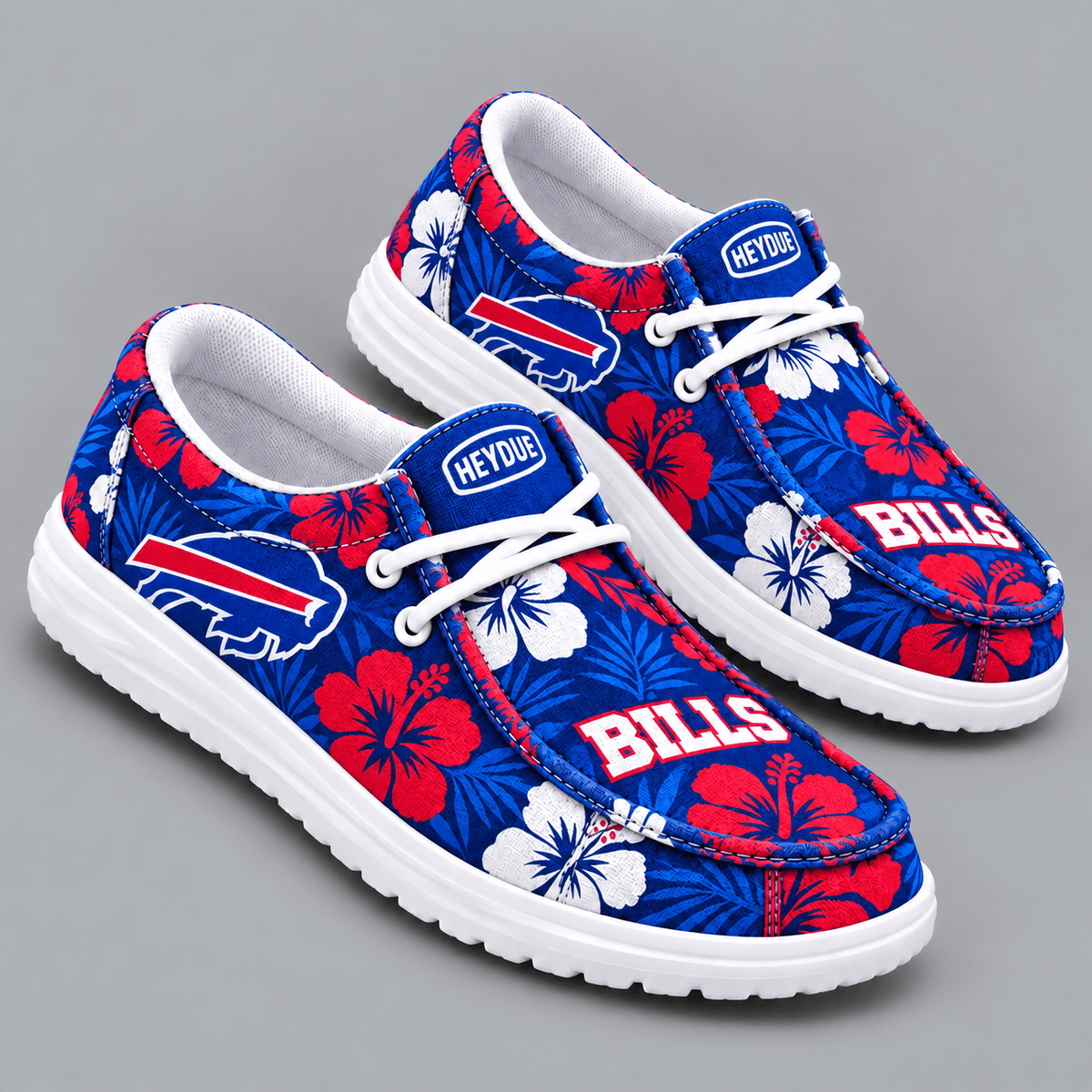 Buffalo Bills | Premium NFL Tropical Hibiscus Floral Print HEYDUDE Casual Loafers With Team Logo And Lightweight Comfort Sole NDN cover