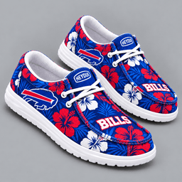 Buffalo Bills | Premium NFL Tropical Hibiscus Floral Print HEYDUDE Casual Loafers With Team Logo And Lightweight Comfort Sole NDN cover