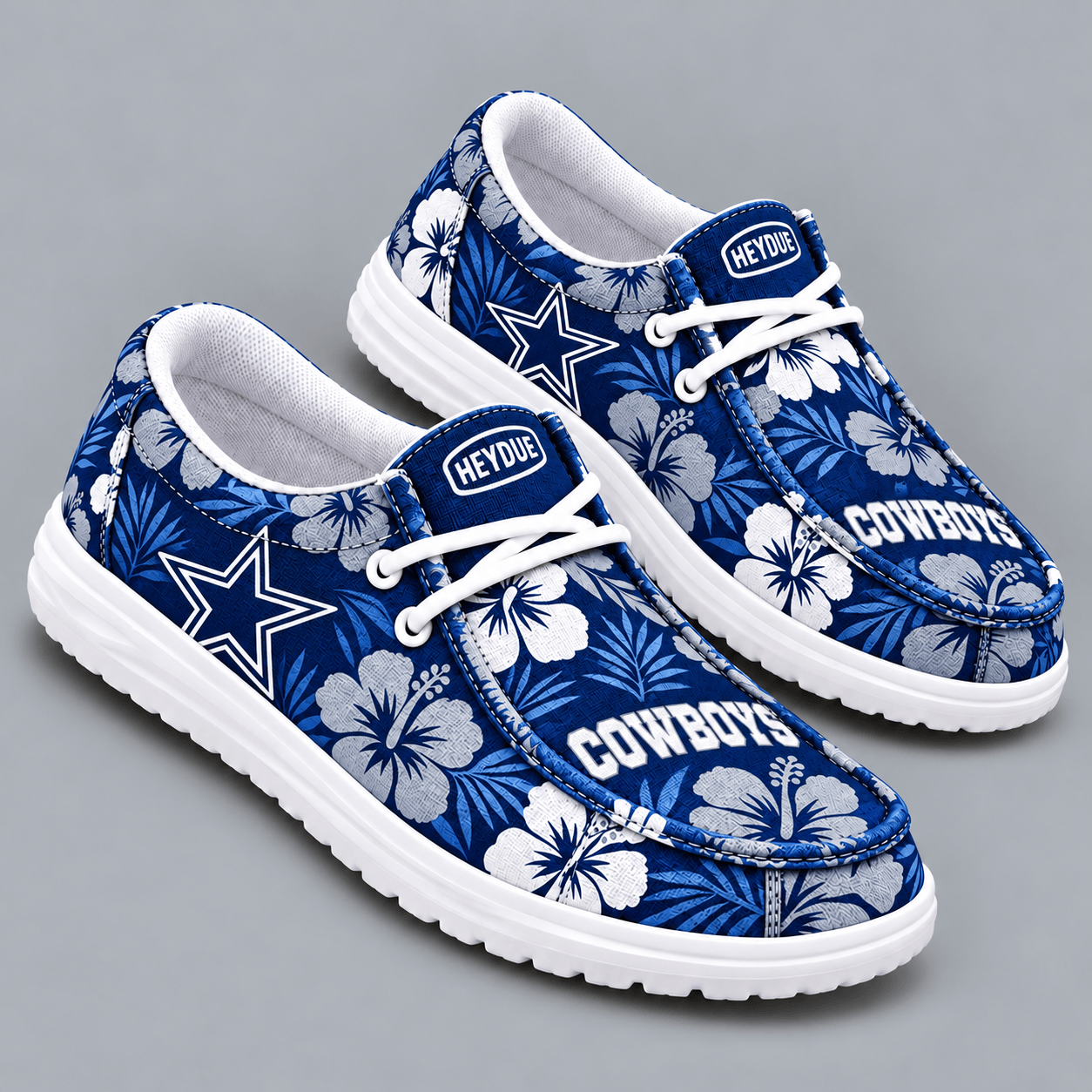 Dallas Cowboys | Premium NFL Tropical Hibiscus Floral Print HEYDUDE Casual Loafers With Team Logo And Lightweight Comfort Sole NDN cover