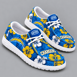 Los Angeles Chargers | Premium NFL Tropical Hibiscus Floral Print HEYDUDE Casual Loafers With Team Logo And Lightweight Comfort Sole NDN cover