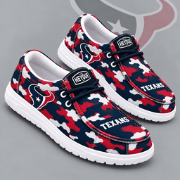 Houston Texans | Premium NFL Urban Camo Print HEYDUDE Casual Loafers With Team Logo And Lightweight Comfort Sole NDN cover
