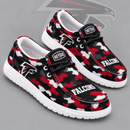 Atlanta Falcons | Premium NFL Urban Camo Print HEYDUDE Casual Loafers With Team Logo And Lightweight Comfort Sole NDN cover