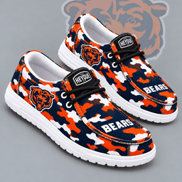Chicago Bears | Premium NFL Urban Camo Print HEYDUDE Casual Loafers With Team Logo And Lightweight Comfort Sole NDN cover