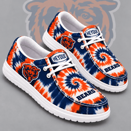 Chicago Bears | Premium NFL Spiral Tie Dye Print HEYDUDE Casual Loafers With Team Logo And Lightweight Comfort Sole NDN cover