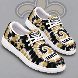 New Orleans Saints | Premium NFL Spiral Tie Dye Print HEYDUDE Casual Loafers With Team Logo And Lightweight Comfort Sole NDN cover