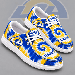 Los Angeles Rams | Premium NFL Spiral Tie Dye Print HEYDUDE Casual Loafers With Team Logo And Lightweight Comfort Sole NDN cover