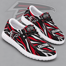Atlanta Falcons | Premium NFL Wild Zebra Stripe Print HEYDUDE Casual Loafers With Team Logo And Lightweight Comfort Sole NDN cover