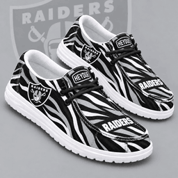 Las Vegas Raiders | Premium NFL Wild Zebra Stripe Print HEYDUDE Casual Loafers With Team Logo And Lightweight Comfort Sole NDN cover