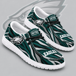 Philadelphia Eagles | Premium NFL Wild Zebra Stripe Print HEYDUDE Casual Loafers With Team Logo And Lightweight Comfort Sole NDN cover