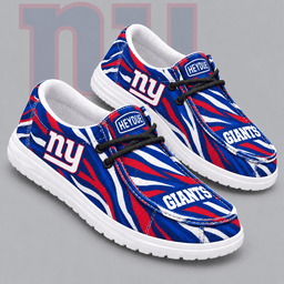 New York Giants | Premium NFL Wild Zebra Stripe Print HEYDUDE Casual Loafers With Team Logo And Lightweight Comfort Sole NDN cover