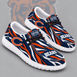 Chicago Bears | Premium NFL Wild Zebra Stripe Print HEYDUDE Casual Loafers With Team Logo And Lightweight Comfort Sole NDN cover