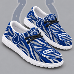 Indianapolis Colts | Premium NFL Wild Zebra Stripe Print HEYDUDE Casual Loafers With Team Logo And Lightweight Comfort Sole NDN cover