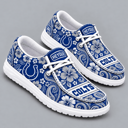 Indianapolis Colts | Premium NFL Vintage Paisley Floral Bandana Print HEYDUDE Casual Loafers With Team Logo And Lightweight Comfort Sole NDN cover