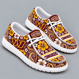 Washington Commanders | Premium NFL Vintage Paisley Floral Bandana Print HEYDUDE Casual Loafers With Team Logo And Lightweight Comfort Sole NDN cover