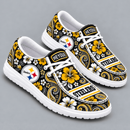 Pittsburgh Steelers | Premium NFL Vintage Paisley Floral Bandana Print HEYDUDE Casual Loafers With Team Logo And Lightweight Comfort Sole NDN cover