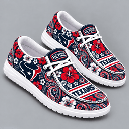Houston Texans | Premium NFL Vintage Paisley Floral Bandana Print HEYDUDE Casual Loafers With Team Logo And Lightweight Comfort Sole NDN cover