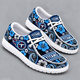 Tennessee Titans | Premium NFL Vintage Paisley Floral Bandana Print HEYDUDE Casual Loafers With Team Logo And Lightweight Comfort Sole NDN cover