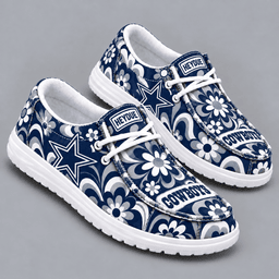 Dallas Cowboys | Premium NFL Retro Groovy Floral Swirl Print HEYDUDE Casual Loafers With Team Logo And Lightweight Comfort Sole NDN cover