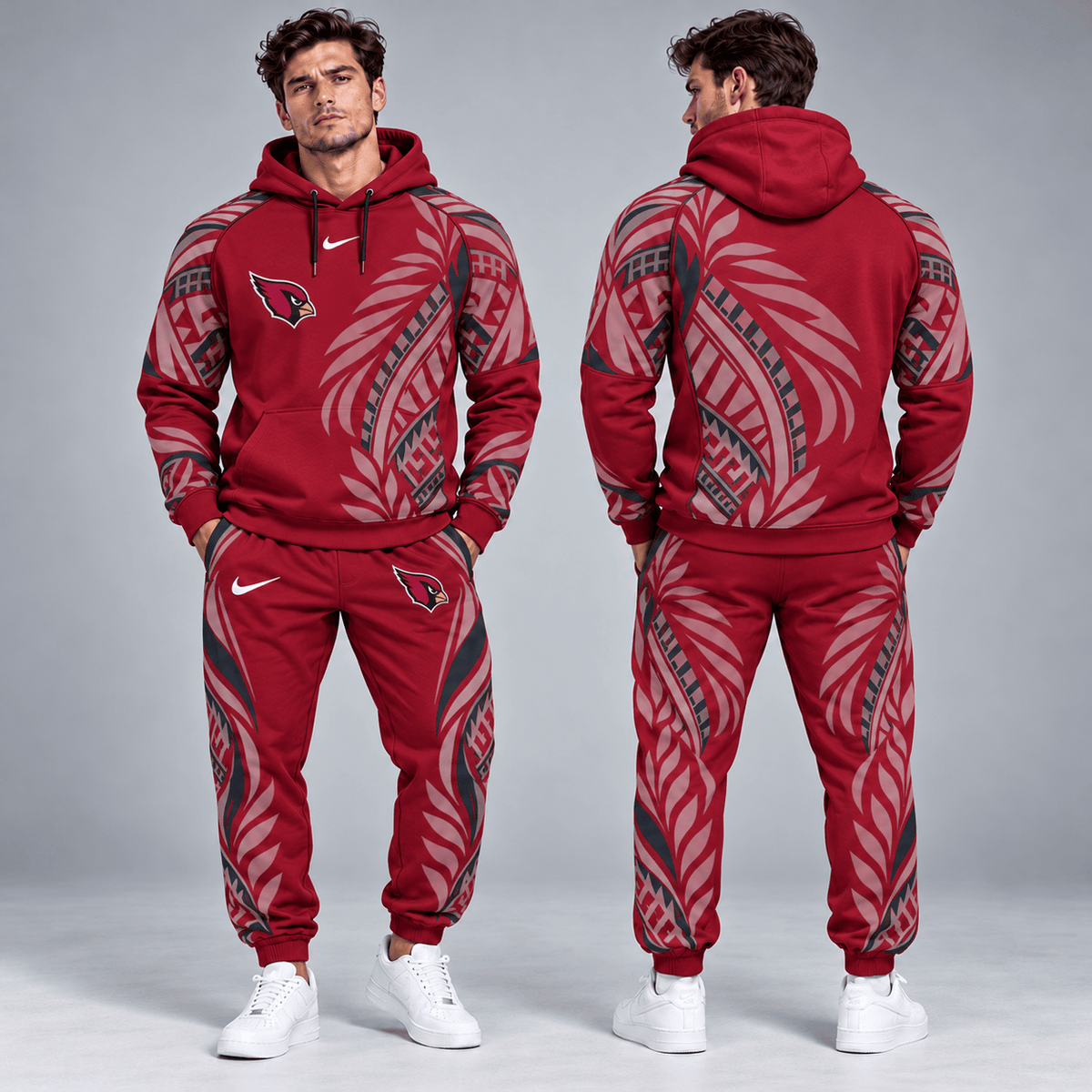 Arizona Cardinals | Premium NFL Polynesian Tribal Feather Graphic Pullover Hoodie And Matching Jogger Pants Tracksuit Set With Team Logo NDN cover