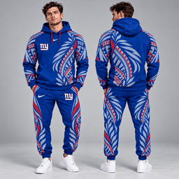 New York Giants | Premium NFL Polynesian Tribal Feather Graphic Pullover Hoodie And Matching Jogger Pants Tracksuit Set With Team Logo NDN cover