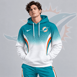 Miami Dolphins | Premium NFL Gradient Chevron Fade Pullover Hoodie With Team Logo And Contrast Colorblock Athletic Design NDN cover