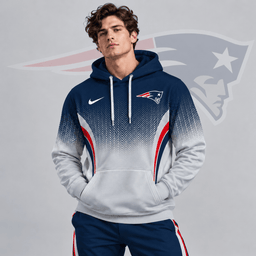 New England Patriots | Premium NFL Gradient Chevron Fade Pullover Hoodie With Team Logo And Contrast Colorblock Athletic Design NDN cover