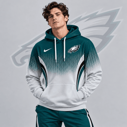 Philadelphia Eagles | Premium NFL Gradient Chevron Fade Pullover Hoodie With Team Logo And Contrast Colorblock Athletic Design NDN cover