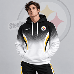Pittsburgh Steelers | Premium NFL Gradient Chevron Fade Pullover Hoodie With Team Logo And Contrast Colorblock Athletic Design NDN cover