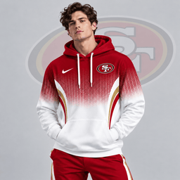 San Francisco 49ers | Premium NFL Gradient Chevron Fade Pullover Hoodie With Team Logo And Contrast Colorblock Athletic Design NDN cover