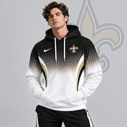 New Orleans Saints | Premium NFL Gradient Chevron Fade Pullover Hoodie With Team Logo And Contrast Colorblock Athletic Design NDN cover