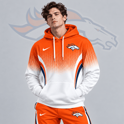Denver Broncos | Premium NFL Gradient Chevron Fade Pullover Hoodie With Team Logo And Contrast Colorblock Athletic Design NDN cover