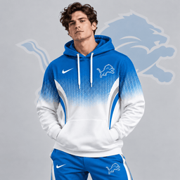 Detroit Lions | Premium NFL Gradient Chevron Fade Pullover Hoodie With Team Logo And Contrast Colorblock Athletic Design NDN cover
