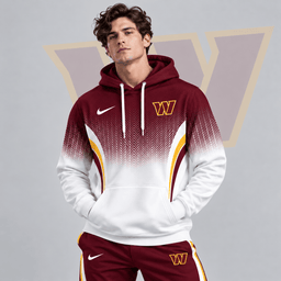 Washington Commanders | Premium NFL Gradient Chevron Fade Pullover Hoodie With Team Logo And Contrast Colorblock Athletic Design NDN cover