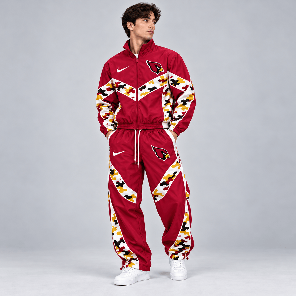 Arizona Cardinals | Premium NFL Team Camo Colorblock Full Zip Tracksuit Jacket & Jogger Pants Set NDN cover