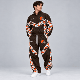 Cleveland Browns | Premium NFL Team Camo Colorblock Full Zip Tracksuit Jacket & Jogger Pants Set NDN cover