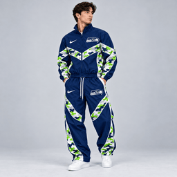 Seattle Seahawks | Premium NFL Team Camo Colorblock Full Zip Tracksuit Jacket & Jogger Pants Set NDN cover