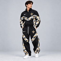 New Orleans Saints | Premium NFL Team Camo Colorblock Full Zip Tracksuit Jacket & Jogger Pants Set NDN cover