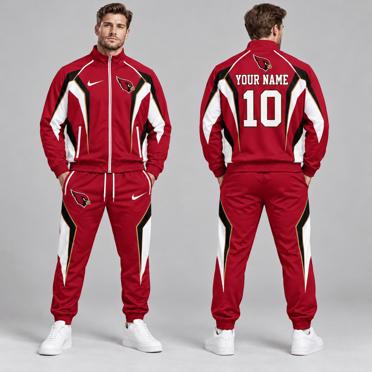 Arizona Cardinals | Premium NFL Personalized Name Number Athletic Full Zip Jacket & Jogger Pants Tracksuit Set NDN cover