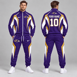 Baltimore Ravens | Premium NFL Personalized Name Number Athletic Full Zip Jacket & Jogger Pants Tracksuit Set NDN cover