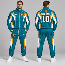 Jacksonville Jaguars | Premium NFL Personalized Name Number Athletic Full Zip Jacket & Jogger Pants Tracksuit Set NDN cover