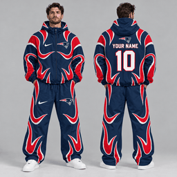 Denver Broncos | Premium NFL Personalized Name Number Abstract Wave Hooded Windbreaker Jacket & Wide Leg Pants Set NDN cover