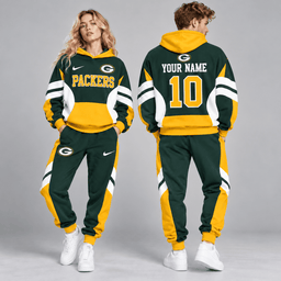 Green Bay Packers | Premium NFL Personalized Name Number Varsity Colorblock Pullover Hoodie & Matching Jogger Pants Set NDN cover
