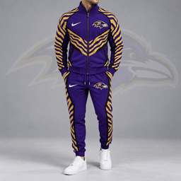 Baltimore Ravens | Premium NFL Dynamic Tiger Stripe Print Full Zip Track Jacket & Matching Jogger Pants Set NDN cover