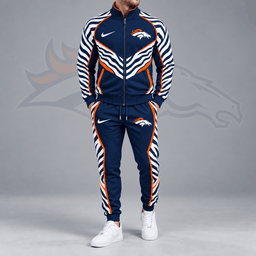 Denver Broncos | Premium NFL Dynamic Tiger Stripe Print Full Zip Track Jacket & Matching Jogger Pants Set NDN cover