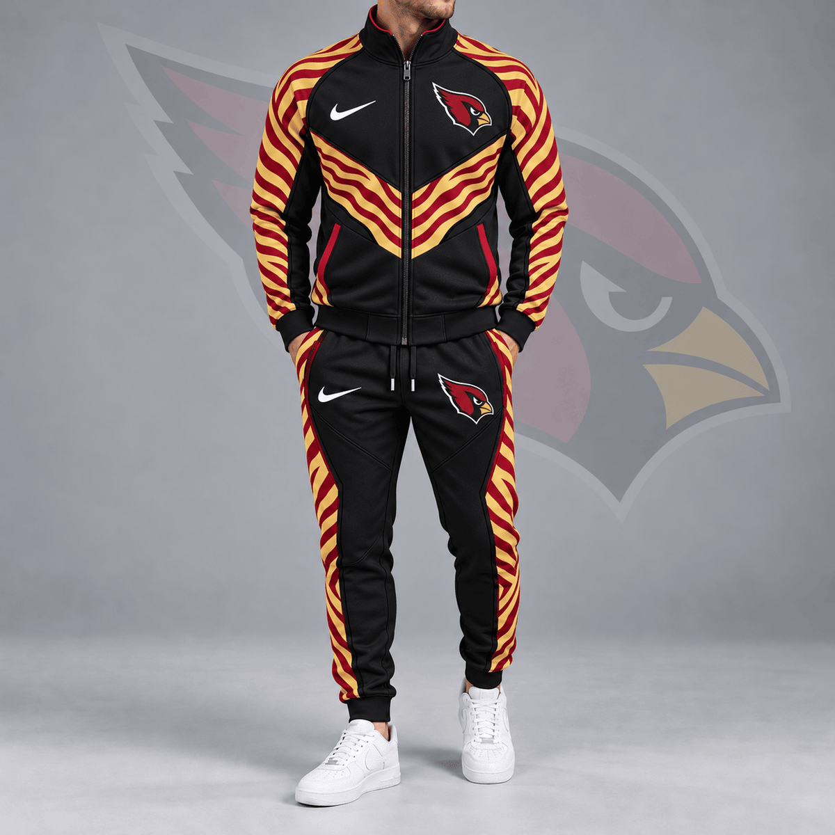 Arizona Cardinals | Premium NFL Dynamic Tiger Stripe Print Full Zip Track Jacket & Matching Jogger Pants Set NDN cover