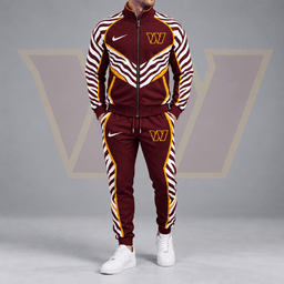 Washington Commanders | Premium NFL Dynamic Tiger Stripe Print Full Zip Track Jacket & Matching Jogger Pants Set NDN cover